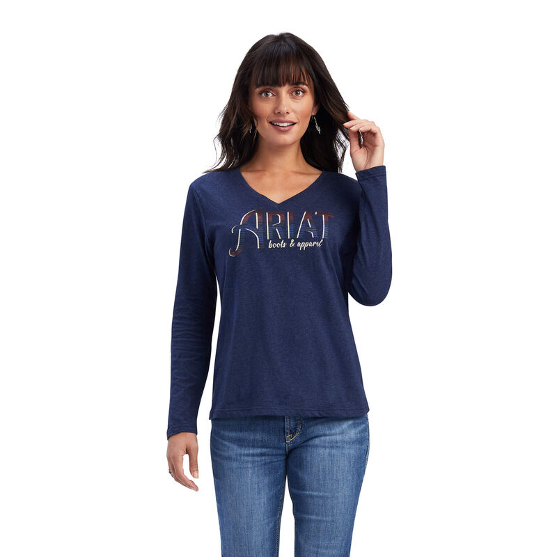 Ariat T-Shirts Damen - Real Chest Logo Relaxed Navy ( OMQCY-7510 )